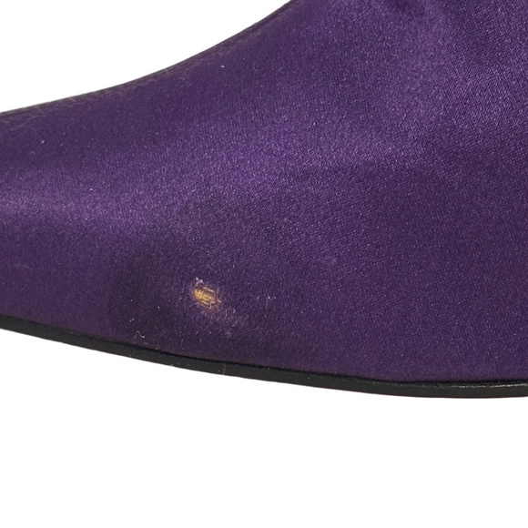 Emanuel Ungaro Purple Satin & Leather Stiletto Boots – Women’s Size 8 (EU 38.5) - Picture 6 of 16